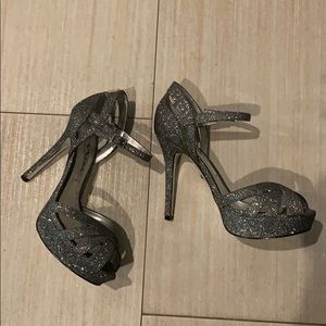 Nina silver strappy heels